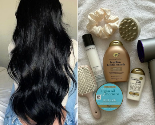 My holy grail products for dry/dull hair 🎀✨ cover photo collage