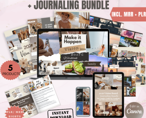 Aesthetic Digital Planners & Manifestation Journals cover photo collage