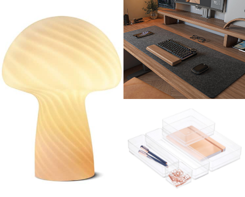 TikTok Made Me Buy It. Aesthetic Desk Setup Essentials cover photo collage