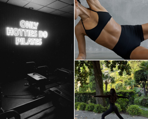 At Home Pilates Workout 🎧🌴🫧 cover photo collage