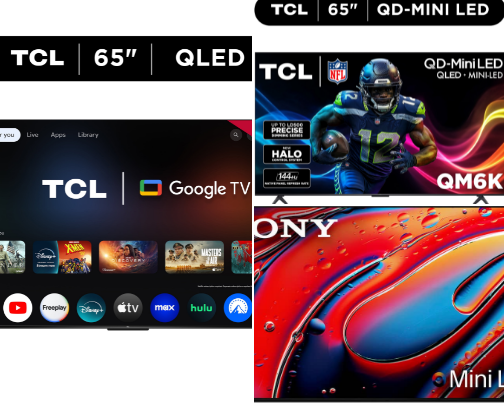 Best 65” TV’s for all price points cover photo collage