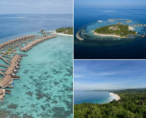 A place/hotel that is suitable as a honeymoon destination cover photo collage