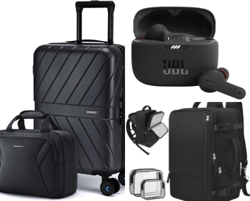 Everything you need for your long haul flight cover photo collage