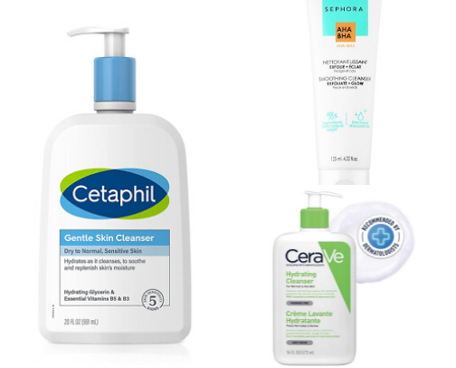 Skincare must haves (cleansers, moisturizers, lip balms etc. cover photo collage