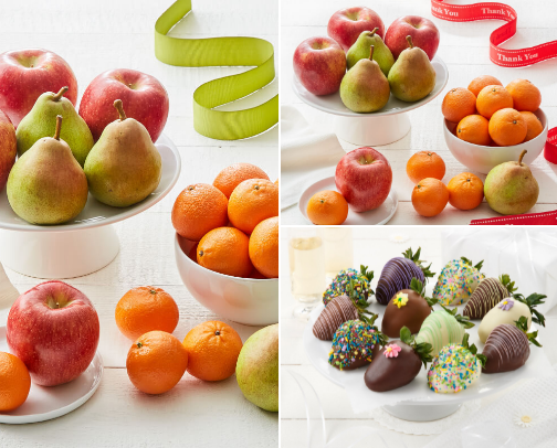 Naturally Sweet: Mrs. Fields Fresh Fruit Gifts cover photo collage