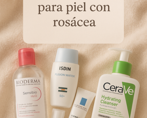 Skincare calmante para piel con rosácea cover photo collage
