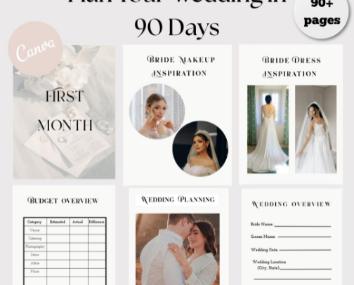 Digital planner| plan your wedding in 90 days cover photo collage