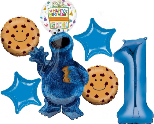 Cookie Monster First Birthday Party Decor cover photo collage