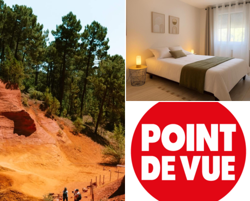 Hotel stays for an easygoing getaway, Ochre Paths, Sunset Views & a Lovely Village Escape Roussillon, France cover photo collage