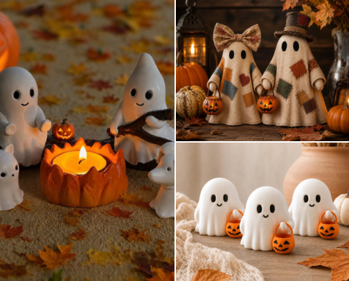 Cozy Halloween & Cute Ghost Figurines cover photo collage