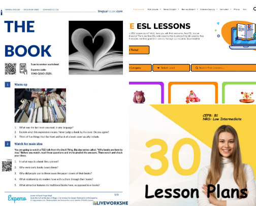 Read Now - ESL Worksheets & Lesson Plans: Supplementary Lessons for Busy Teachers cover photo collage