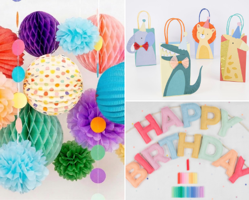 Modern Birthday Party Decorations cover photo collage