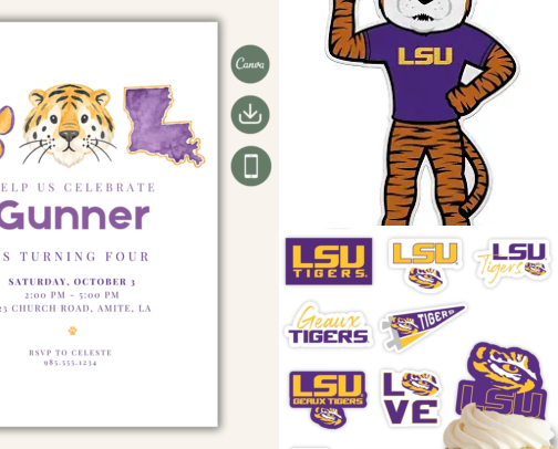 💜🐯 Purple + Gold Tiger Birthday Party Ideas cover photo collage