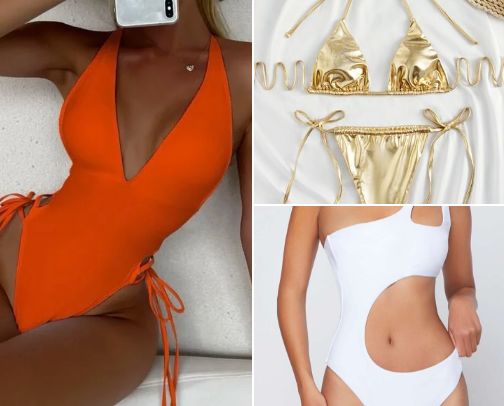 Summer bathing suit pieces cover photo collage