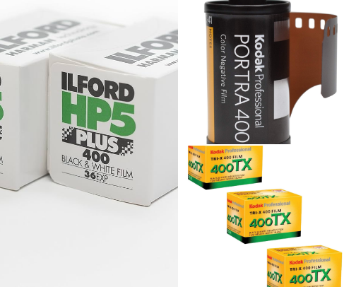 Photographic films - 35mm, 120, sheets cover photo collage