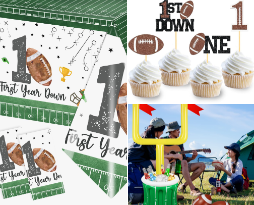 First Down birthday party cover photo collage