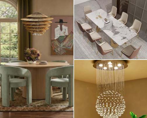 Luxury Dining Room: European Classic Marble Sultan Tables with Premium Gold Accents cover photo collage