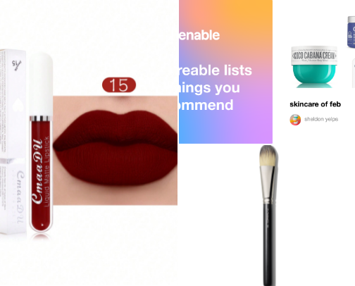 Shoes and bags and hair products all so makeup cover photo collage