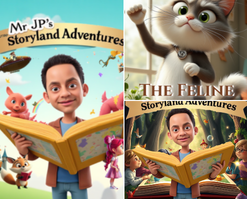Mr. JP Storyland Adventures – Kids Read-Aloud & Activity Flipbooks + Teen & Adult Books – All Ages Websites! cover photo collage
