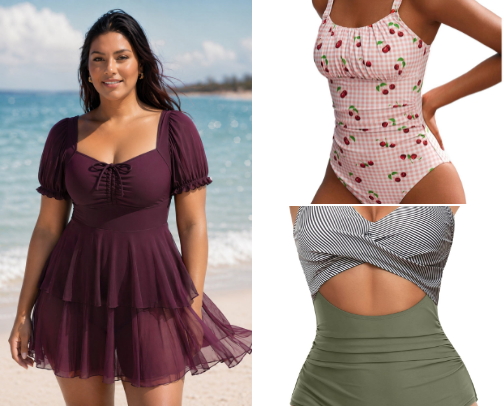 Swim Suits I Love On My Very Squishy 3 Kid Body (on the larger end of midsize) cover photo collage
