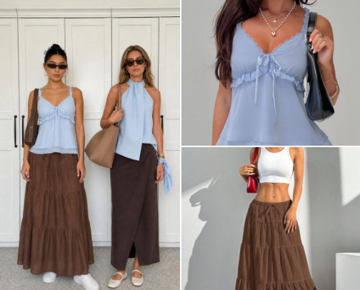 Summer Outfit Ideas: Brown + Light Blue cover photo collage