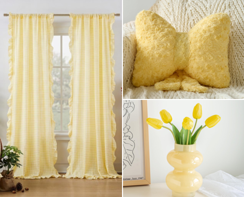 Butter Yellow & Sage Green Bedroom Makeover cover photo collage