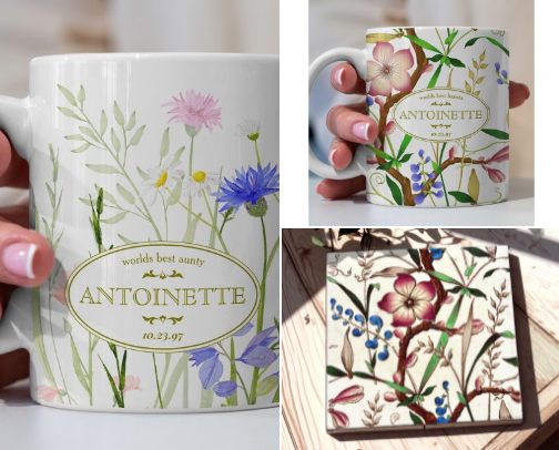 Where your coffee meets my original floral artwork! cover photo collage