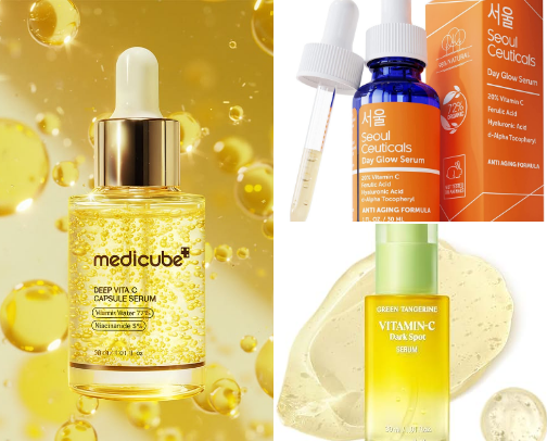 5 Best Korean Vitamin C Serums For Oily Skin ✨🍊 cover photo collage