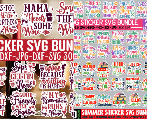 Sticker svg bundle cover photo collage