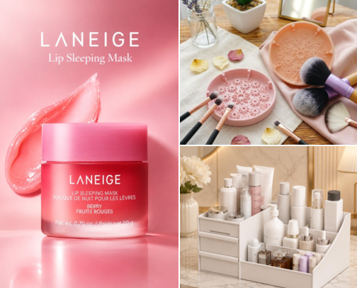 Beauty Tools & Skincare Essentials cover photo collage