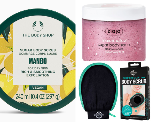 Products I use for dry skin cover photo collage