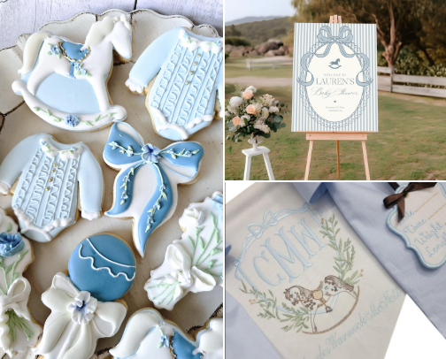 Blue Coquette Rocking Horse Party cover photo collage