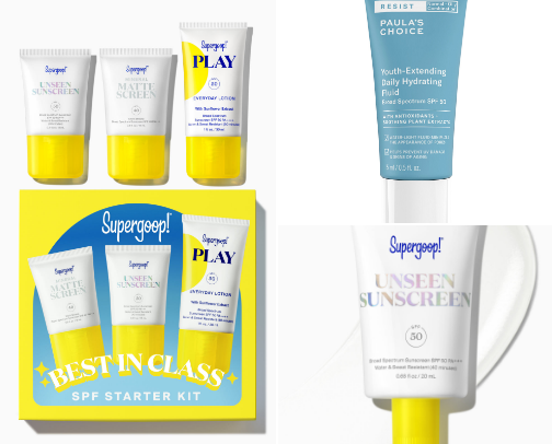 Sunscreens w/ no White Cast cover photo collage