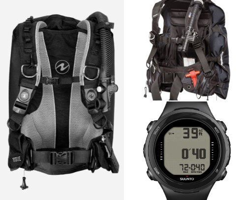 Scuba Gear and Camera Equipment cover photo collage