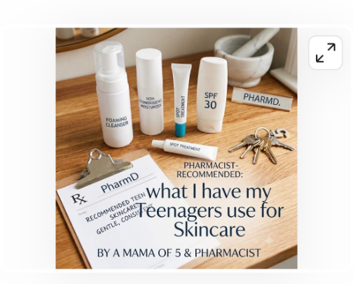 What I keep stocked in my teenagers skincare cover photo collage