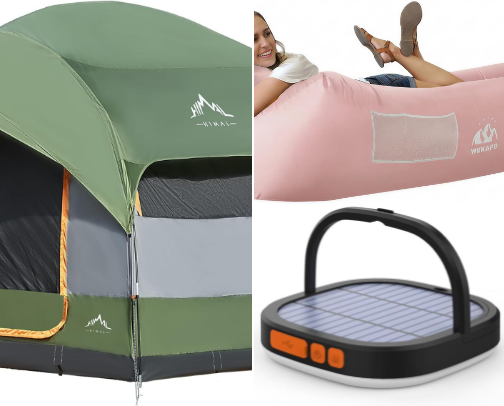 A very cute, cozy, & extra glamping trip wishlist cover photo collage