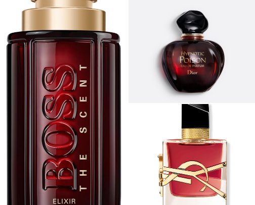 Women's and men's perfumes cover photo collage