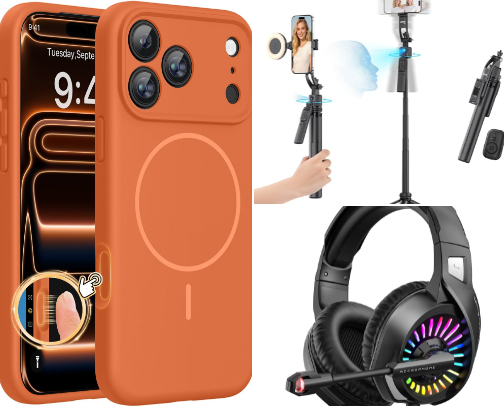Tech and tech accessories cover photo collage