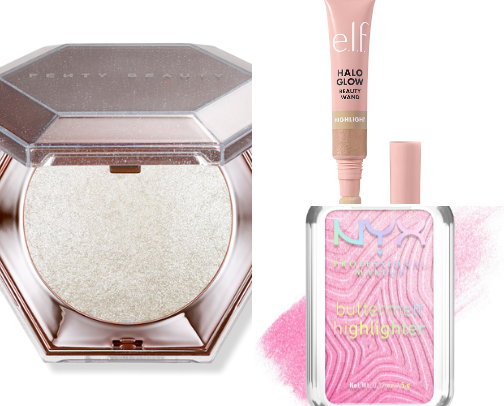 Highlighters that give your skin a beautiful, radiant glow. cover photo collage