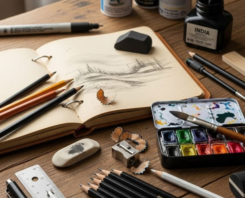 Budget friendly but good quality art supplies for beginners cover photo collage