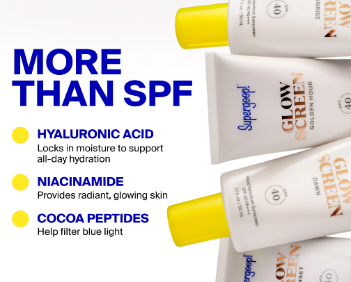 Glowscreen SPF 40 - Tinted Sunscreen & Primer - Supergoop! cover photo collage