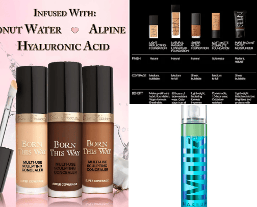 Makeup products cover photo collage