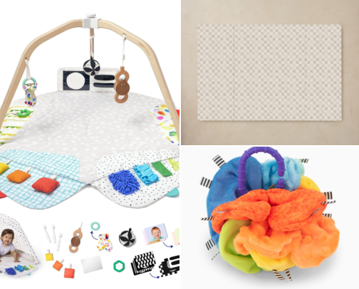 3 to 6 months — Reaching and tummy time cover photo collage