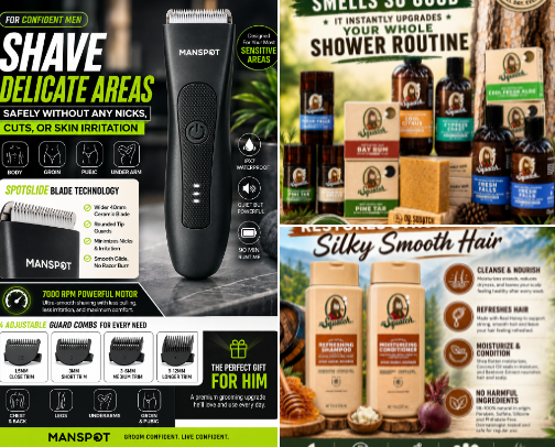 Men’s Grooming & Skin Essentials ✨😎 cover photo collage