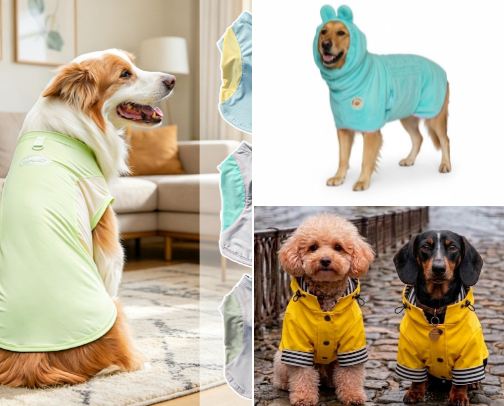 Dog Clothes for Every Season | Cooling Wear, Raincoats, Sweaters & Pajamas 🐶 cover photo collage