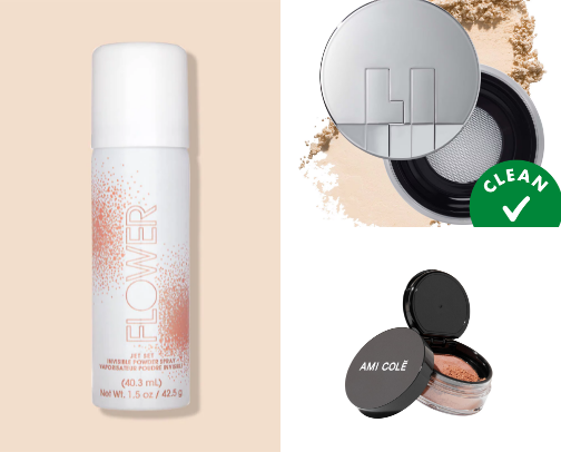 Setting powder/spray cover photo collage