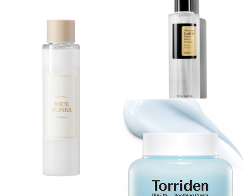 Korean skincare products for glass skin cover photo collage