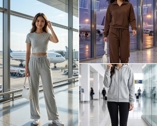 Chic Airport Style & Travel Loungewear cover photo collage
