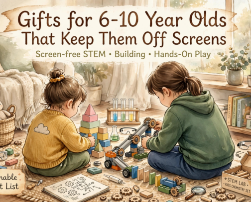Gifts for 6-10 Year Olds That Actually Keep Them Off Screens - Mom Tested by My 6 & 10 Year Olds cover photo collage