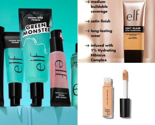 Full face of makeup with elf products cover photo collage